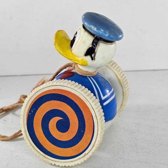 Vintage Donald Duck Pull Toy By Marx Toys With Rolling Wheels - Picture 5 of 11